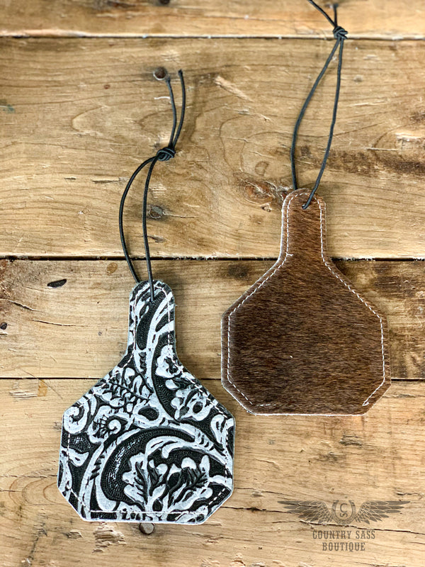 Montana Cowhide Car Freshener Tag