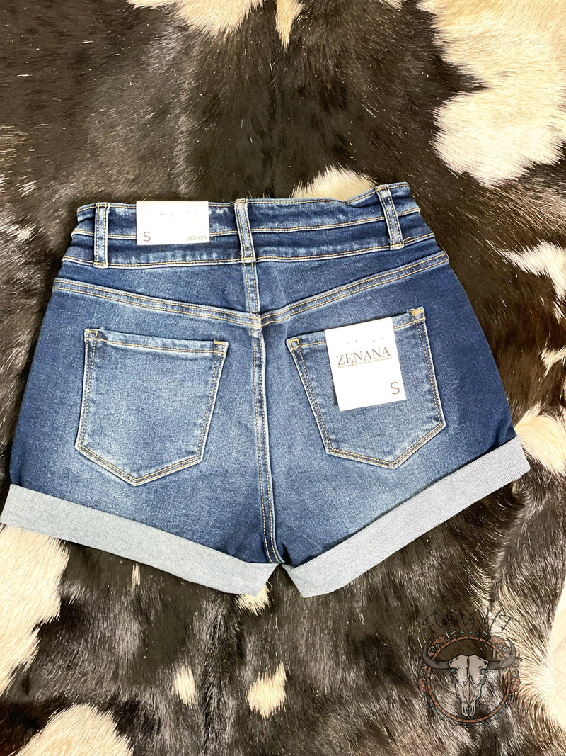 Double Button Denim Shorts