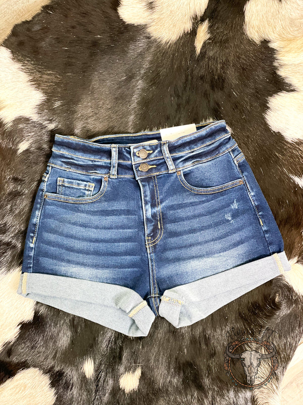 Double Button Denim Shorts