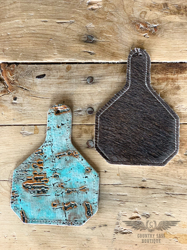 Tiffany Blue & Cowhide Freshener Tag